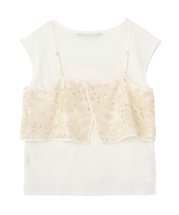 YECCA VECCA「【尾崎紗代子さん着用】<2点SET>刺繍メッシュキャミセットコットンTee」|Tシャツ・カットソー|