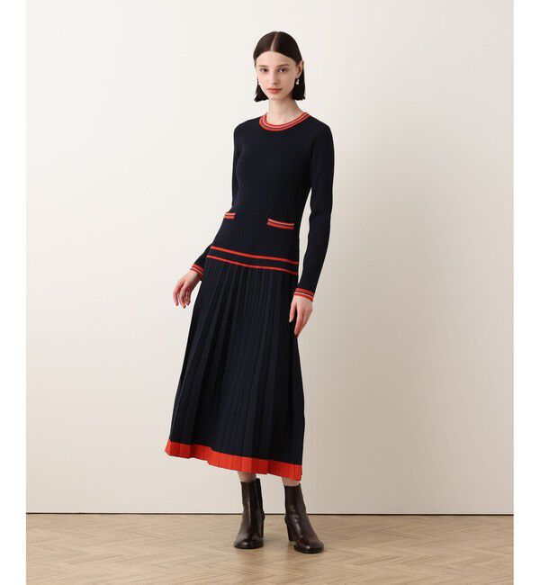 allureville「ラインアクセントプリーツニットワンピース」|ワンピース|
