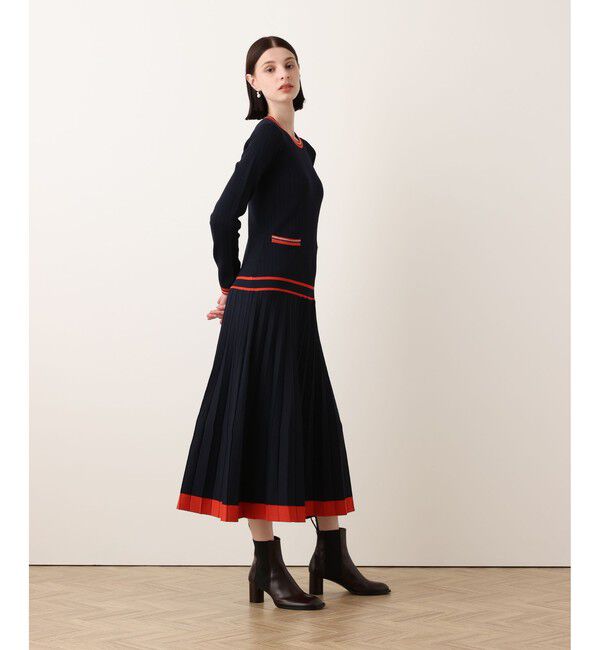 allureville「ラインアクセントプリーツニットワンピース」|ワンピース|