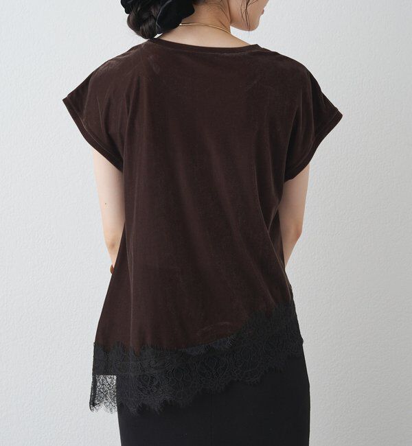  「レースヘムシアーベロアTシャツ」|Tシャツ・カットソー|
