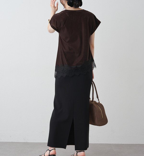  「レースヘムシアーベロアTシャツ」|Tシャツ・カットソー|