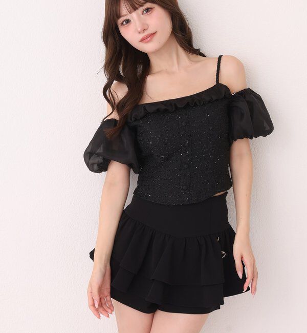  「【SMサイズ展開あり】バックレースアップティアードスカパン」|スカート|