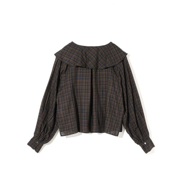 MIDIUMISOLID「MIDIUMISOLID for Ladies チェックビッグフリルカラーブラウス」|シャツ・ブラウス|
