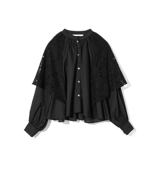 MIDIUMISOLID「MIDIUMISOLID for Ladies レースフレアブラウス」|シャツ・ブラウス|ブラック