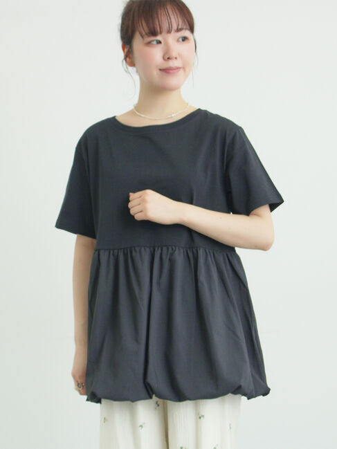 Samansa Mos2「【多機能】バルーンコンビカットソー」|Tシャツ・カットソー|ブラック