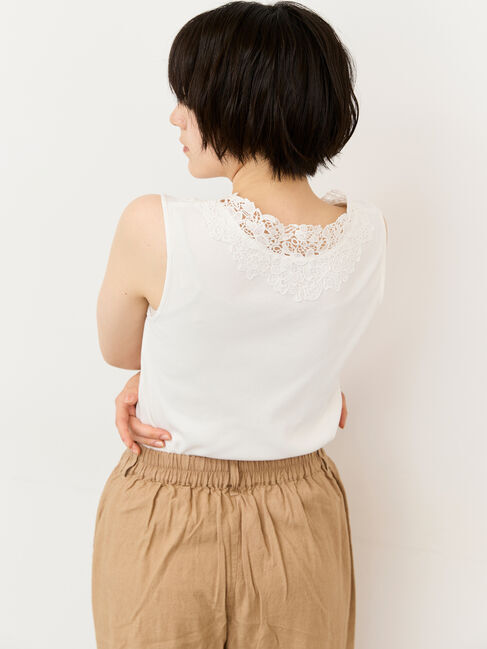 Samansa Mos2「《新色追加》後ろパーツレースインナー【接触冷感】」|Tシャツ・カットソー|オフホワイト
