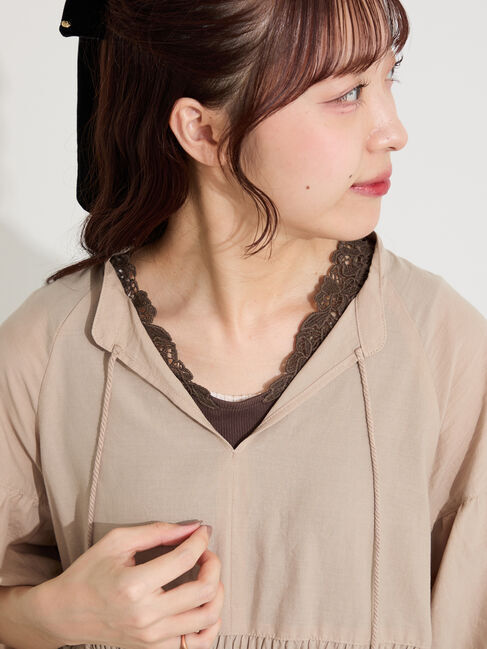 Samansa Mos2「《新色追加》後ろパーツレースインナー【接触冷感】」|Tシャツ・カットソー|ブラウン