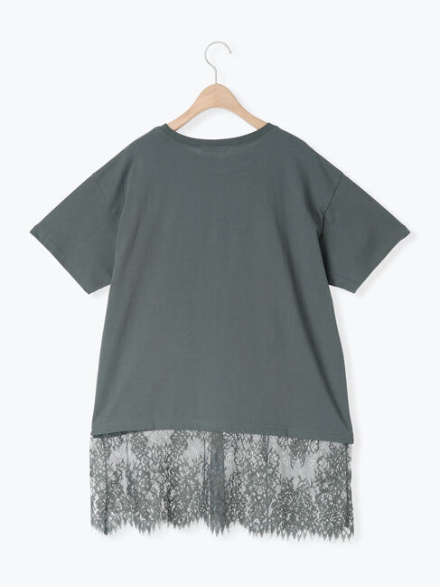 Samansa Mos2「【接触冷感】裾レースロゴプリントチュニック」|Tシャツ・カットソー|