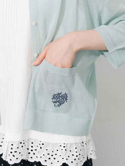 Samansa Mos2「【接触冷感】ワンポイント刺繍カーディガン」|カーディガン|