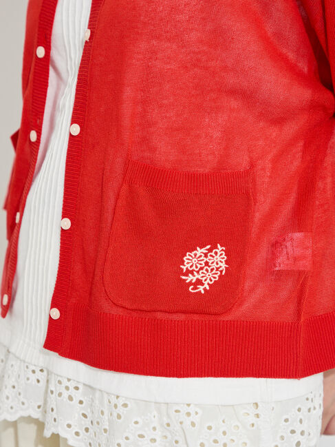 Samansa Mos2「【接触冷感】ワンポイント刺繍カーディガン」|カーディガン|
