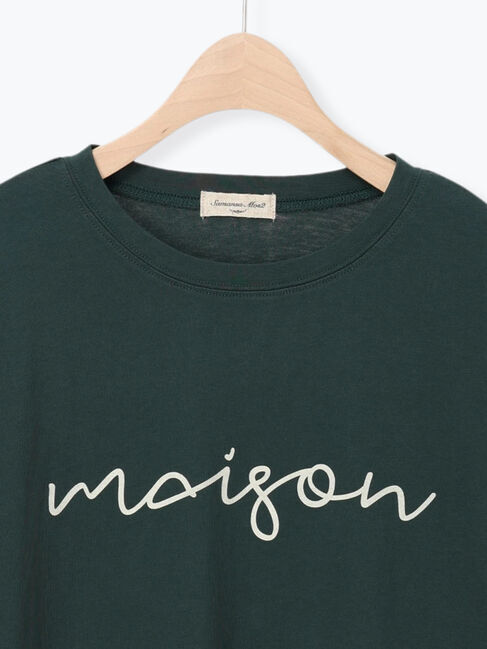 Samansa Mos2「袖タックゆるロゴプリントカットソー」|Tシャツ・カットソー|