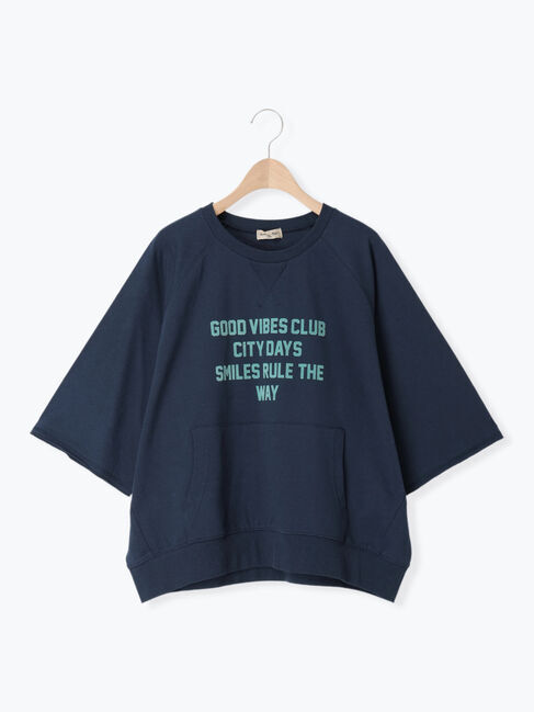 Samansa Mos2「ミニ裏毛7分袖ロゴスウェット」|Tシャツ・カットソー|