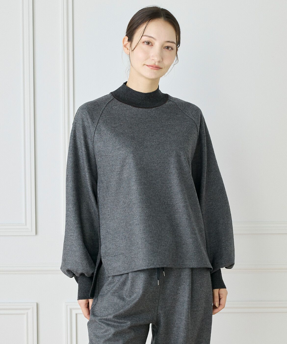 INED「圧縮スムースドッキングニットプルオーバー」|Tシャツ・カットソー|チャコールグ 3