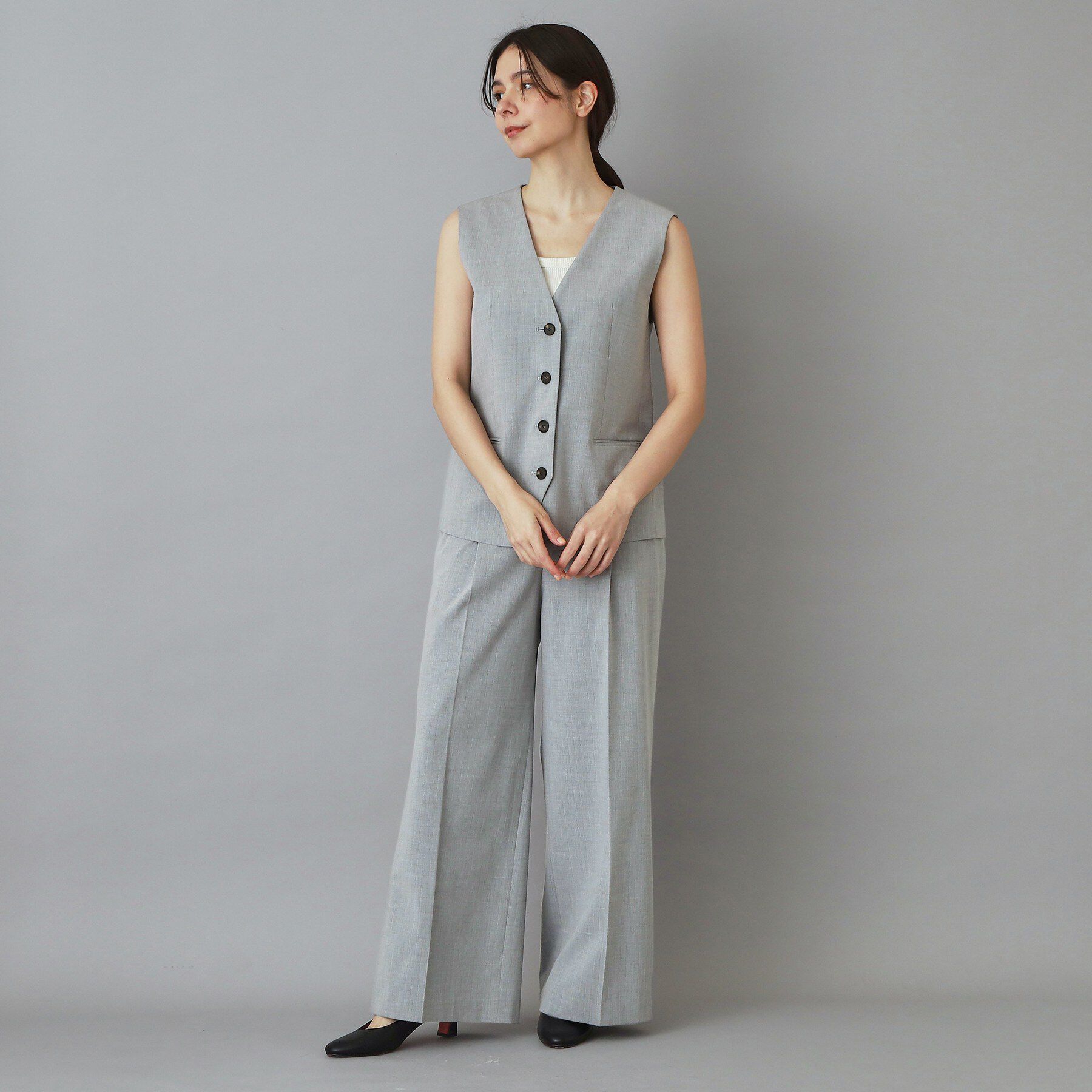 DRESSTERIOR「【セットアップ可/ウォッシャブル】セットアップストライプジレ」|ベスト・ジレ|