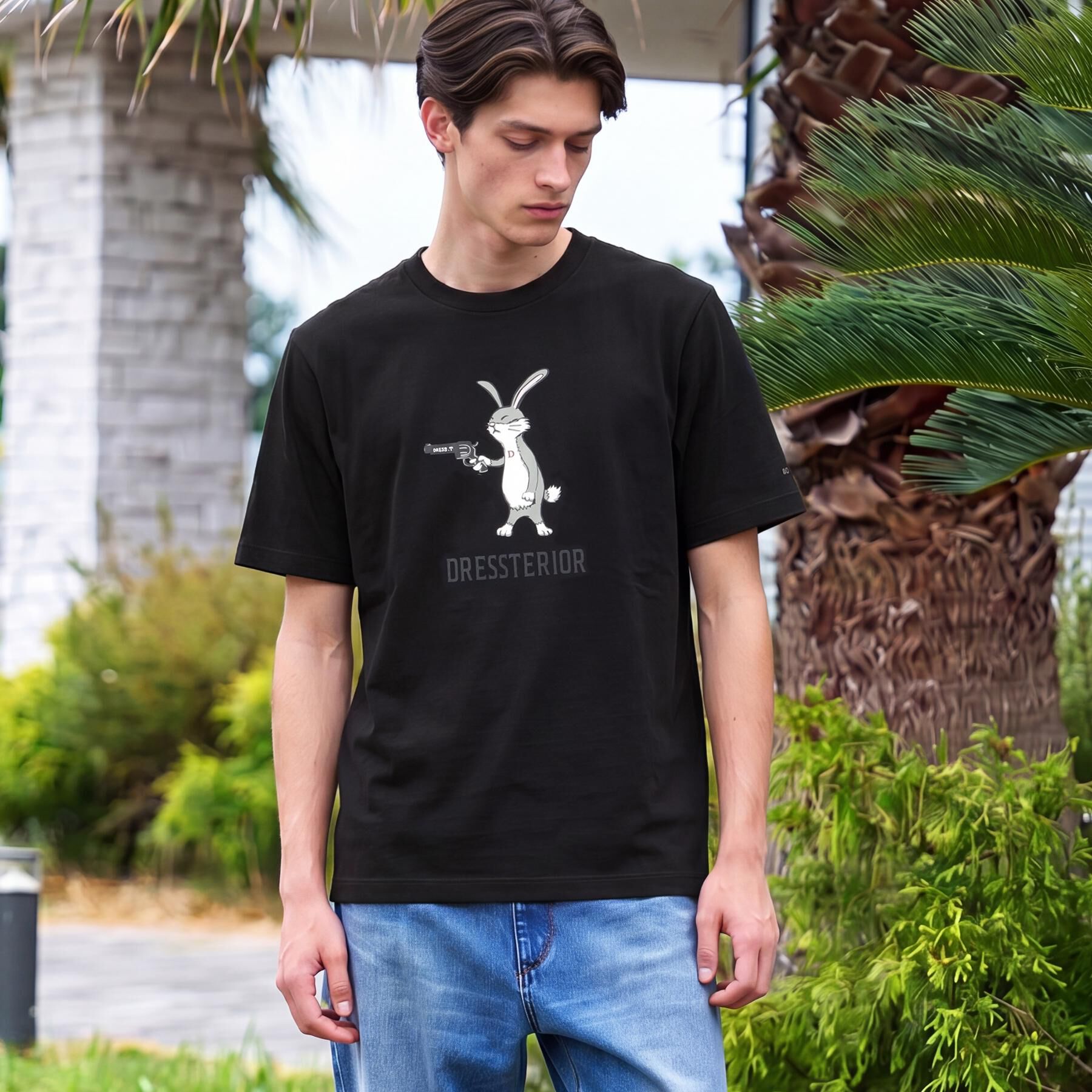 DRESSTERIOR「【接触冷感／抗菌防臭／消臭】ICE CLEAR COTTON ガンラビットTシャツ」|Tシャツ・カットソー|