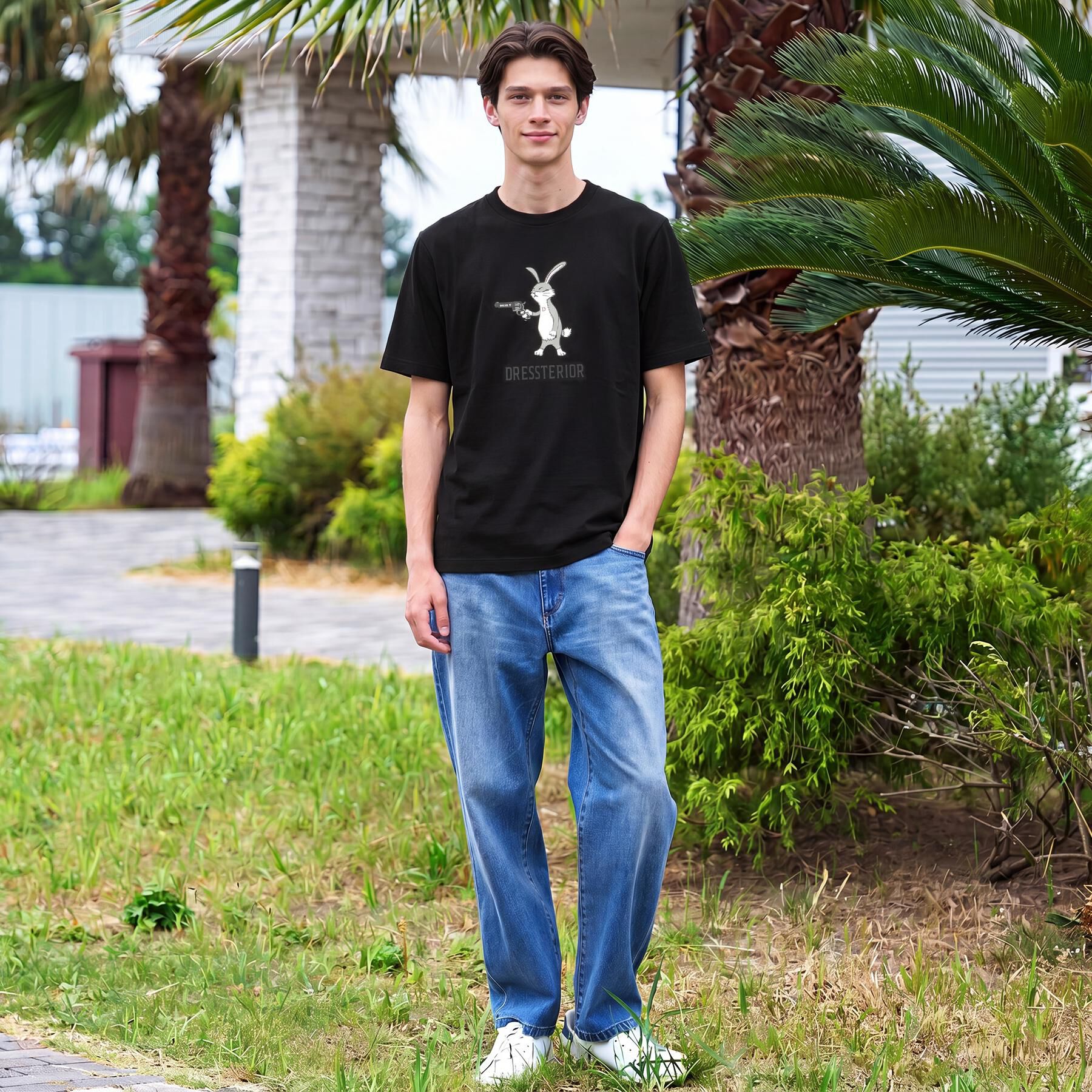 DRESSTERIOR「【接触冷感／抗菌防臭／消臭】ICE CLEAR COTTON ガンラビットTシャツ」|Tシャツ・カットソー|