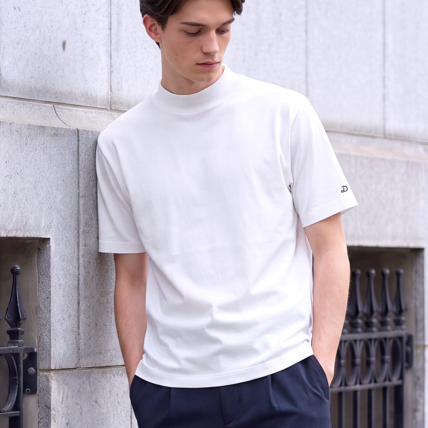 DRESSTERIOR「【接触冷感／抗菌防臭／消臭】ICE CLEAR COTTON モックネックTシャツ」|Tシャツ・カットソー|