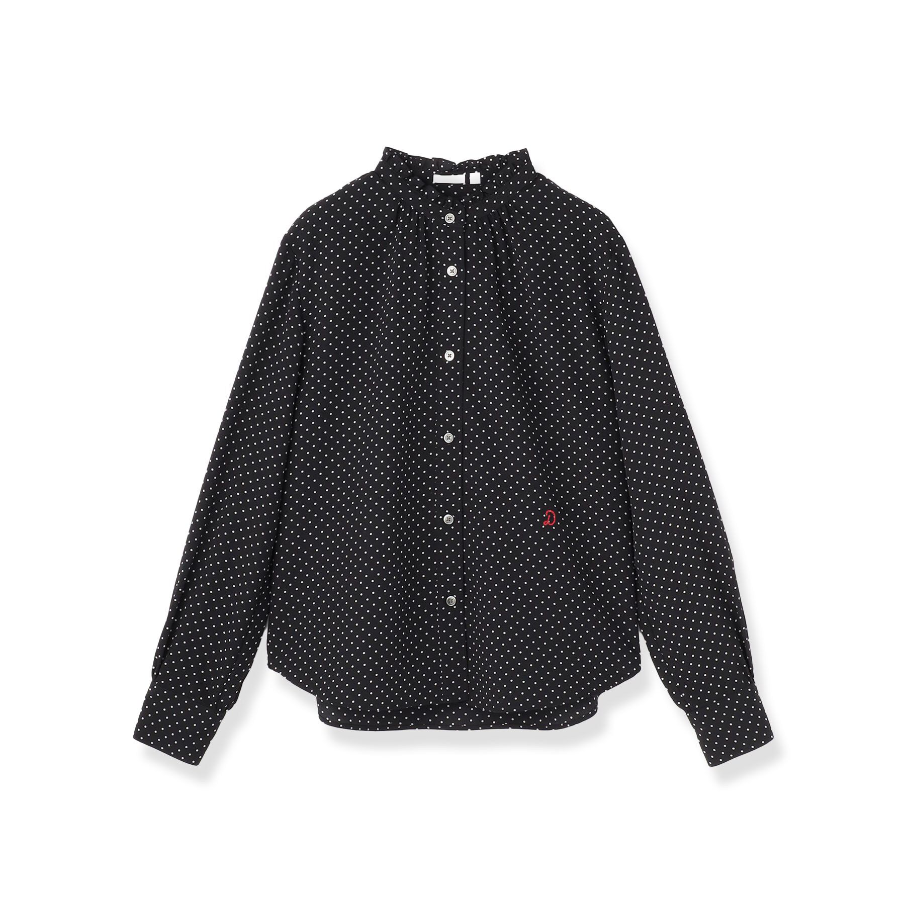 DRESSTERIOR「ドット スタンドフリルネック ブラウス」|シャツ・ブラウス|