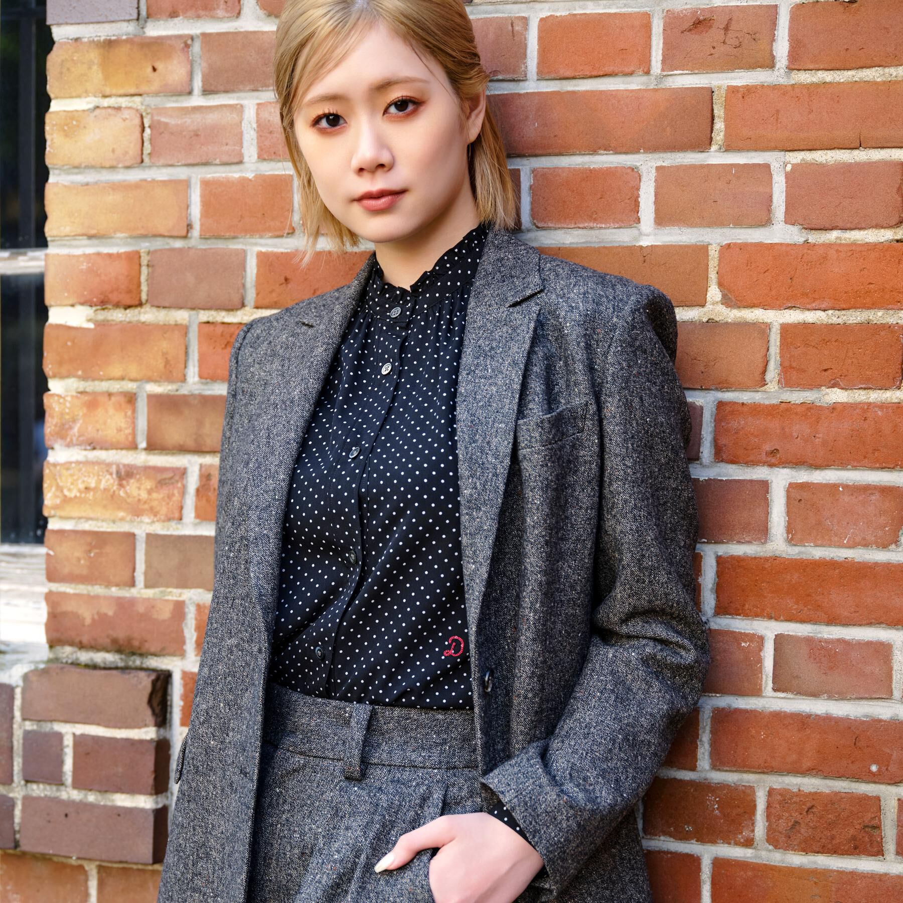 DRESSTERIOR「ドット スタンドフリルネック ブラウス」|シャツ・ブラウス|