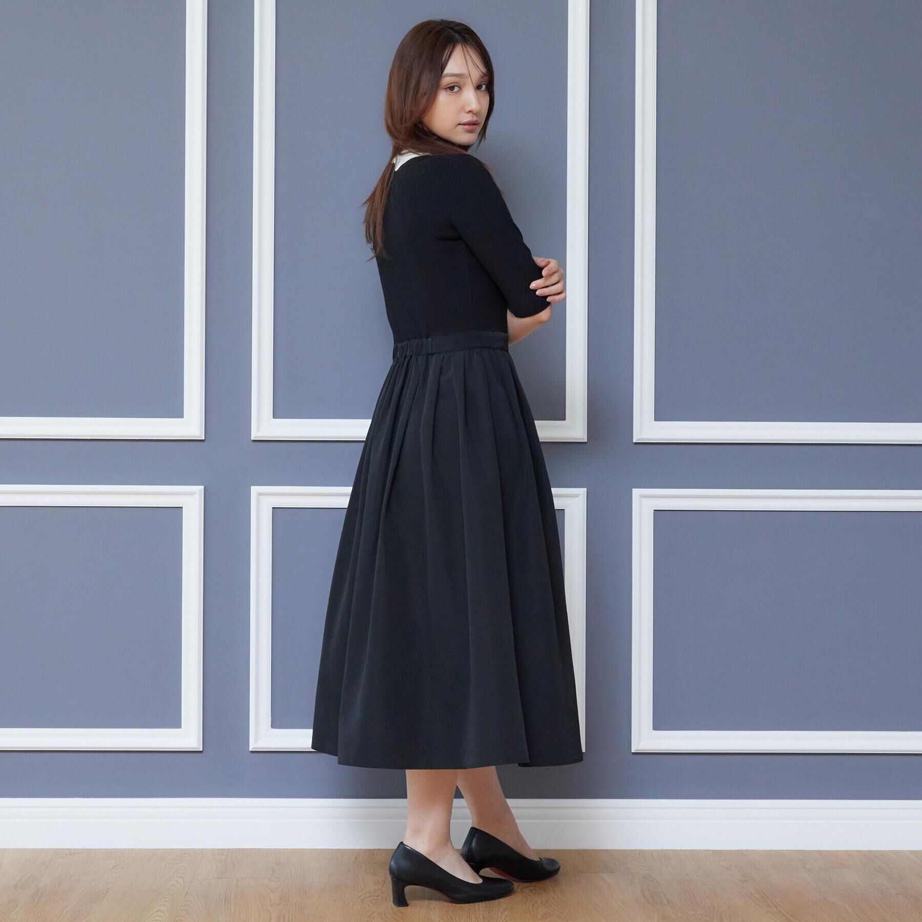 DRESSTERIOR「バイカラーニットコンビワンピース」|ワンピース|