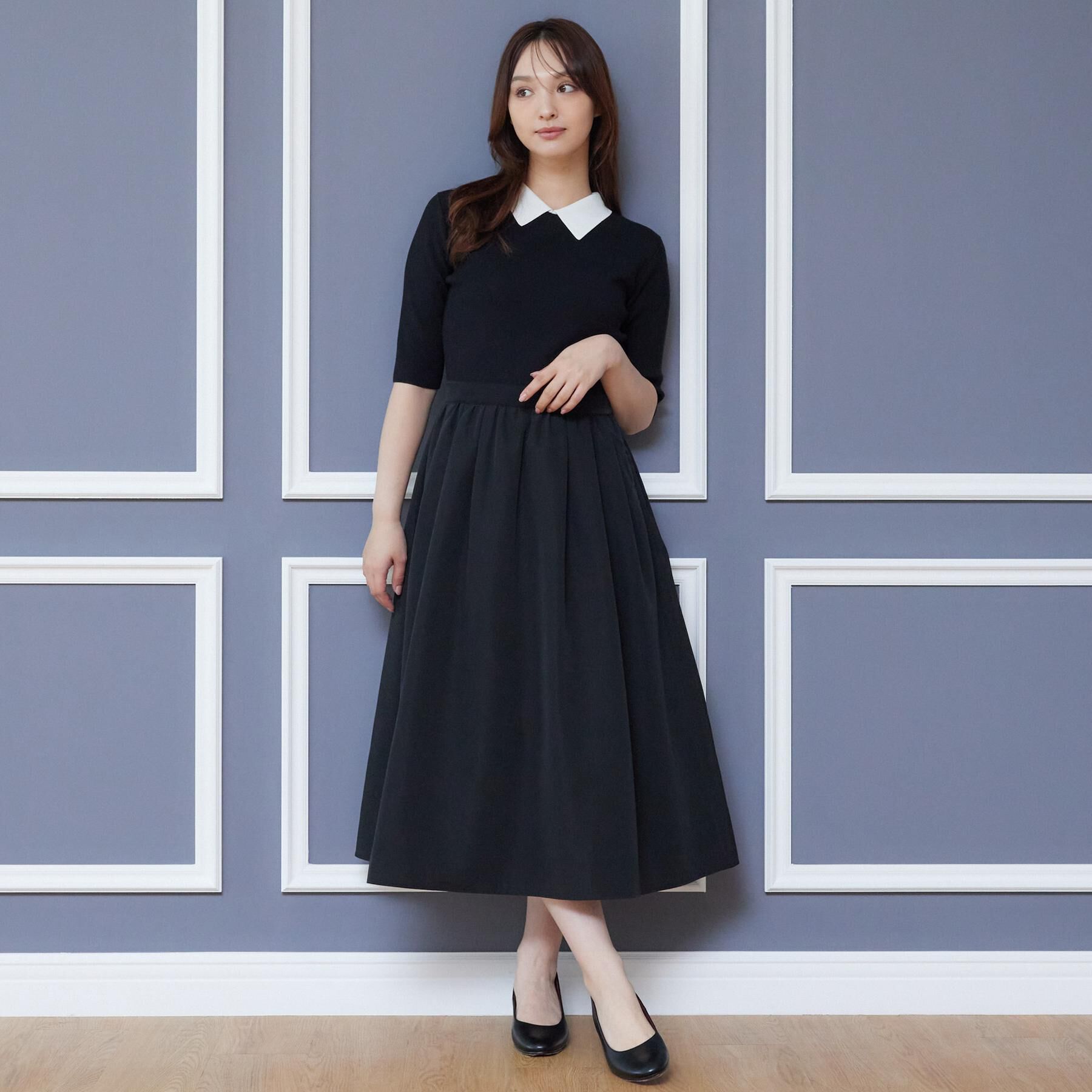 DRESSTERIOR「バイカラーニットコンビワンピース」|ワンピース|