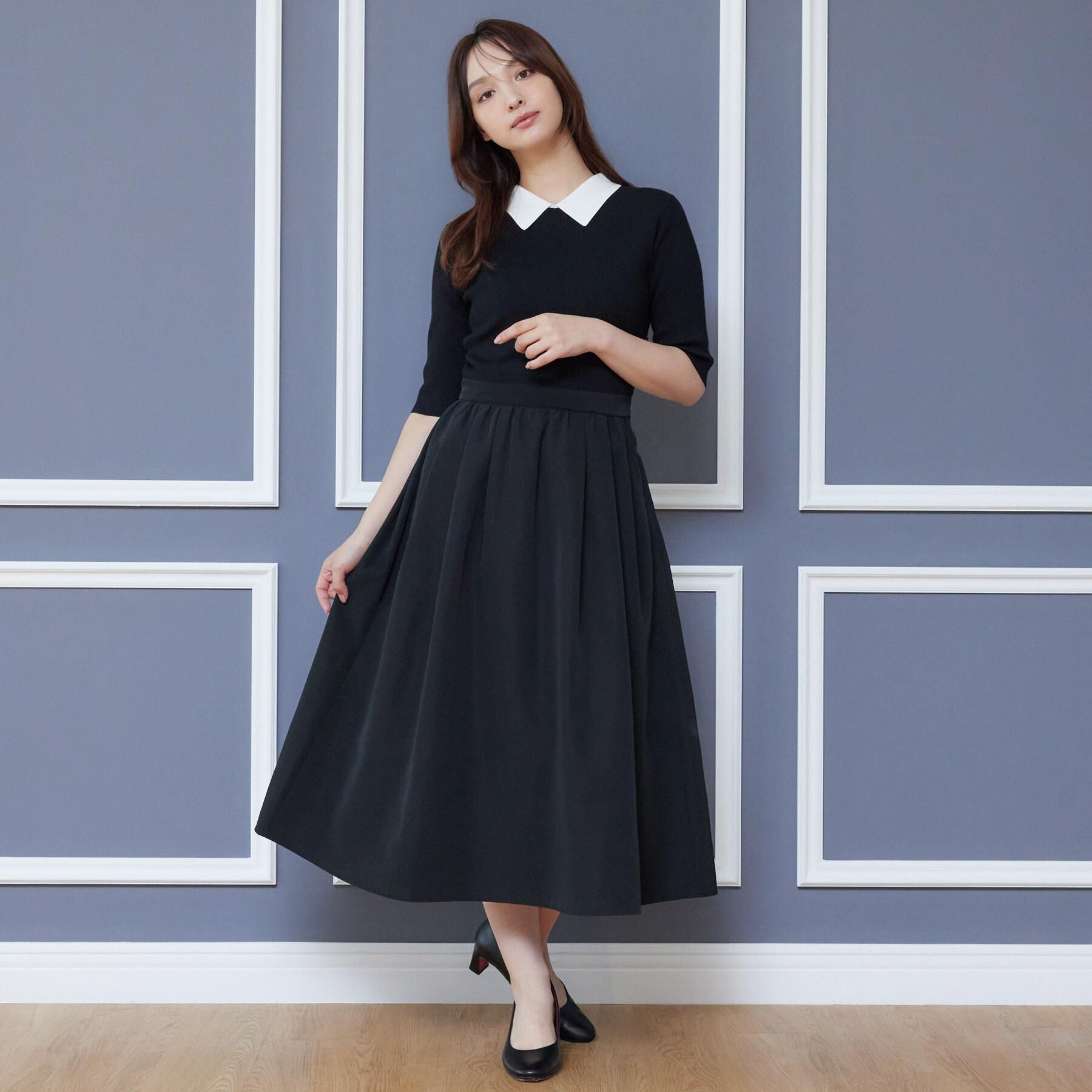 DRESSTERIOR「バイカラーニットコンビワンピース」|ワンピース|
