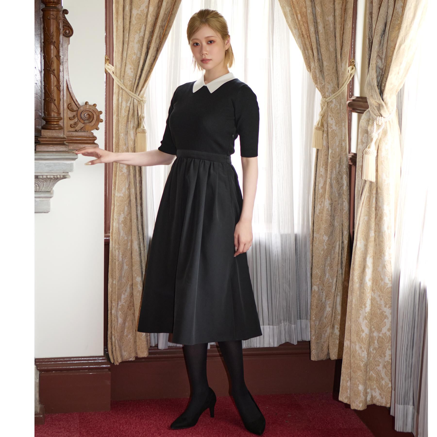 DRESSTERIOR「バイカラーニットコンビワンピース」|ワンピース|