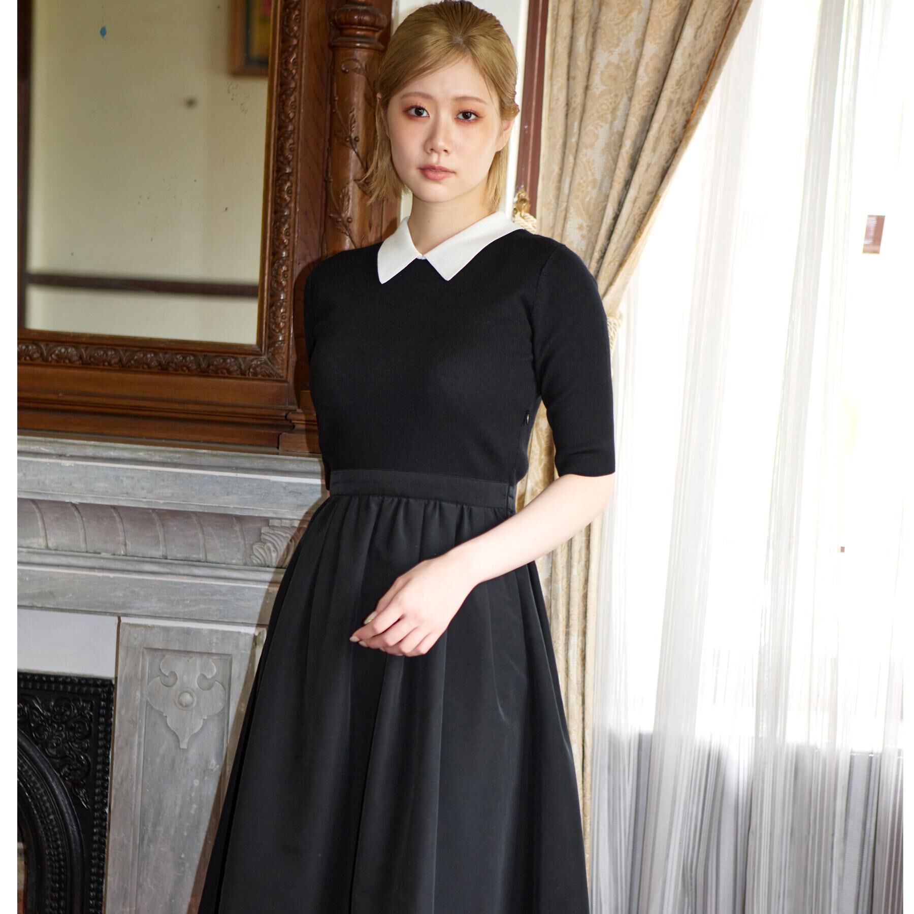 DRESSTERIOR「バイカラーニットコンビワンピース」|ワンピース|