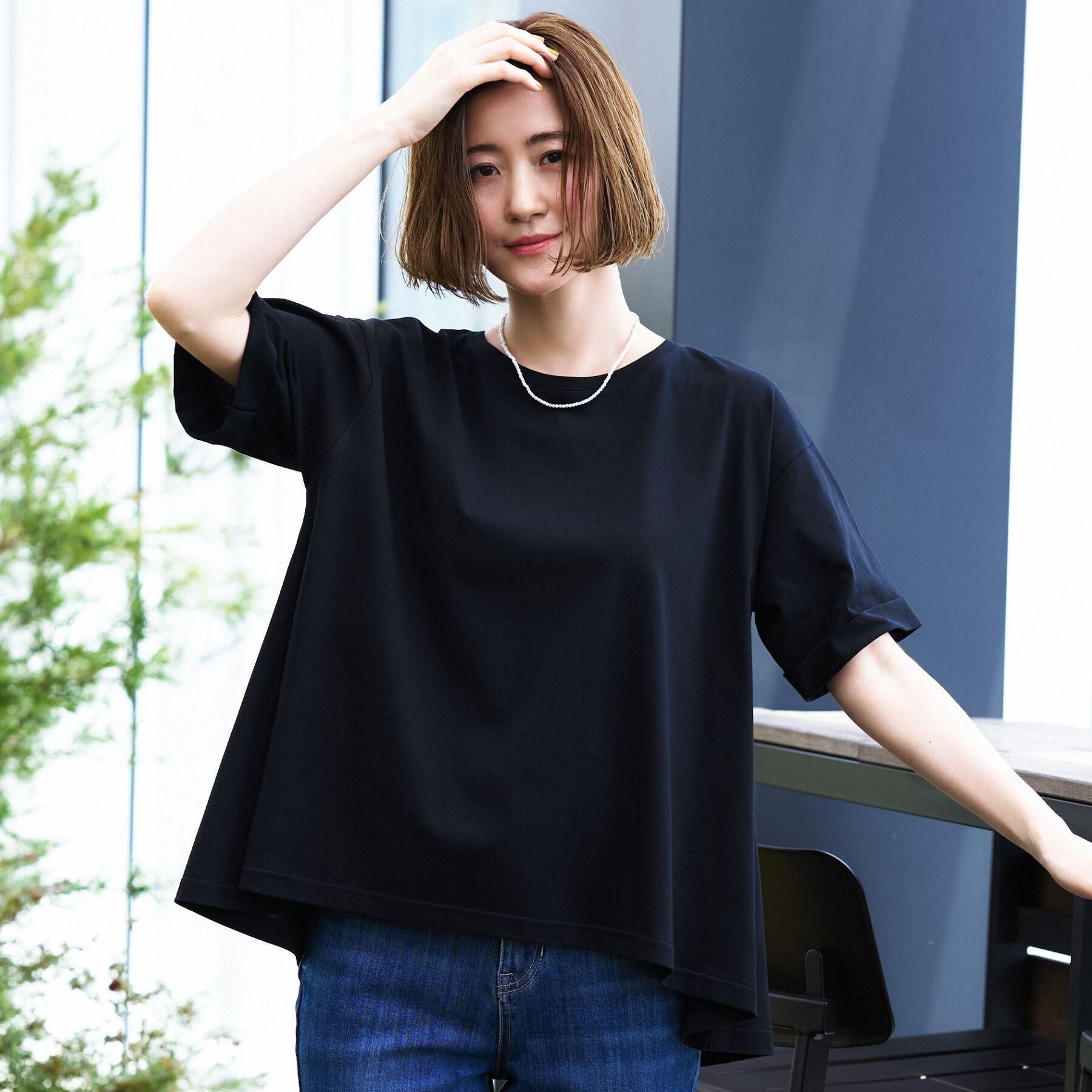 grove「【遮熱／吸水速乾／接触冷感／UVカット】フレアシルエットTシャツ」|Tシャツ・カットソー|ブラック(019)