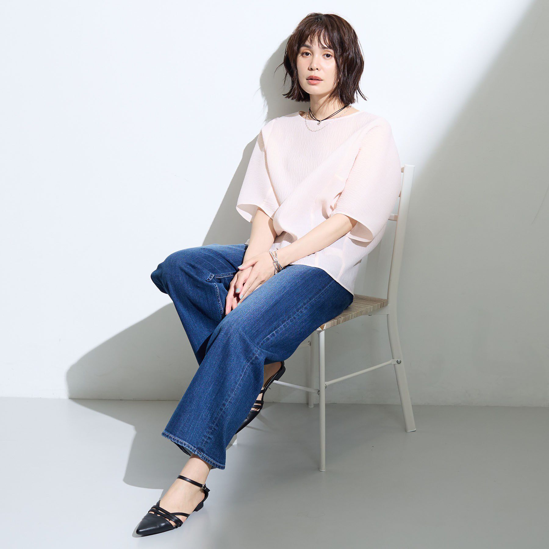 INDIVI「【華奢見え】ジャカード ドルマントップス」|Tシャツ・カットソー|