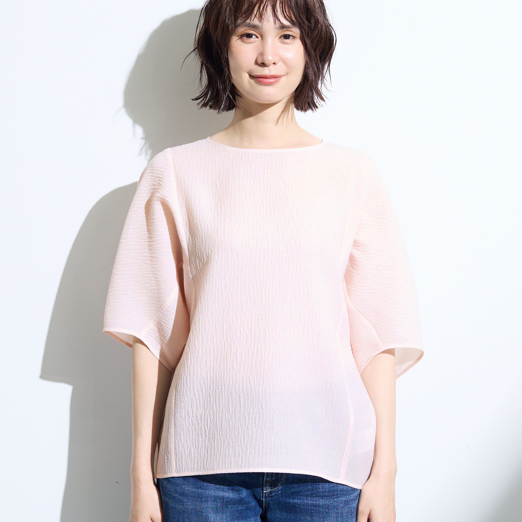 INDIVI「【華奢見え】ジャカード ドルマントップス」|Tシャツ・カットソー|