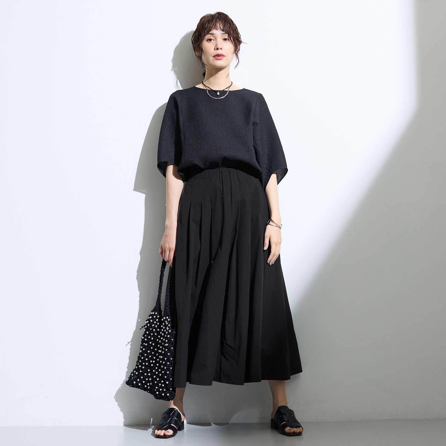 INDIVI「【華奢見え】ジャカード ドルマントップス」|Tシャツ・カットソー|