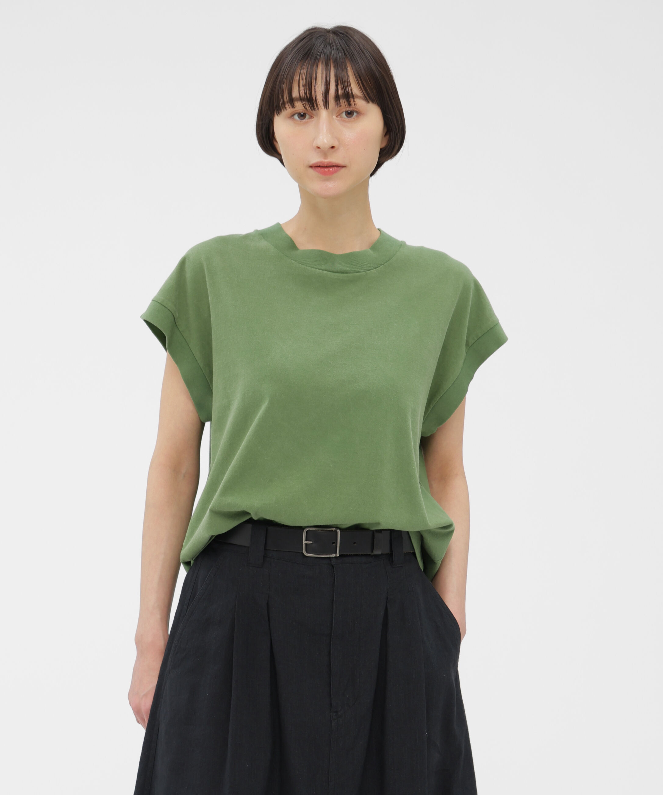 MHL.「FADED ROUGH COTTON JERSEY TOP」|Tシャツ・カットソー|GREEN