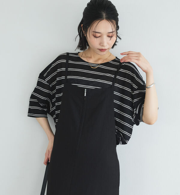 Doux archives「シアーボーダーＴｅｅ」|Tシャツ・カットソー|BLACK