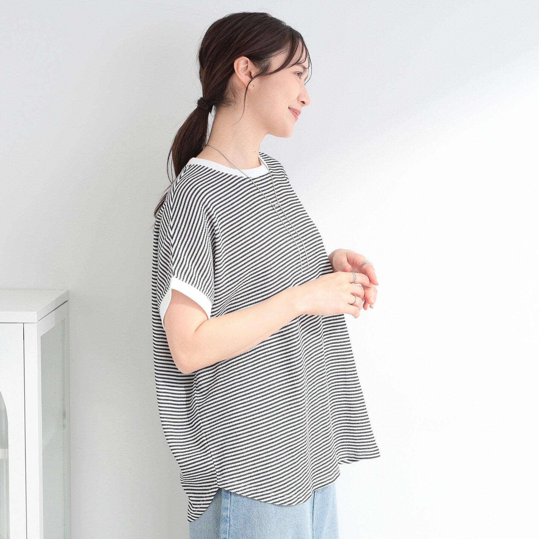 SHOO･LA･RUE「【洗濯機可】ぽこぽこさらさら アソートTシャツ」|Tシャツ・カットソー|