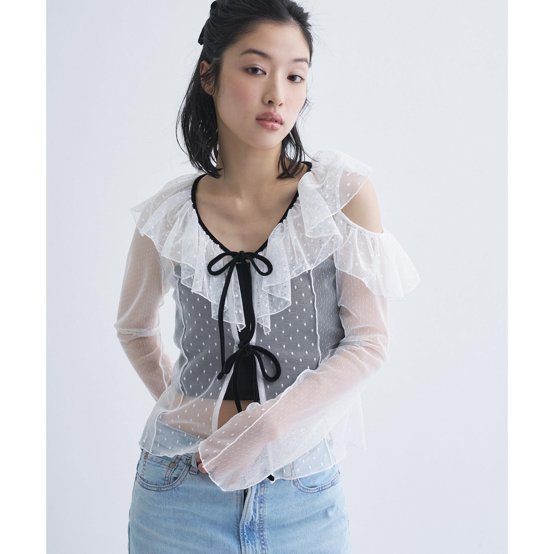 CODE A「tulle asymmetry blouse」|シャツ・ブラウス|