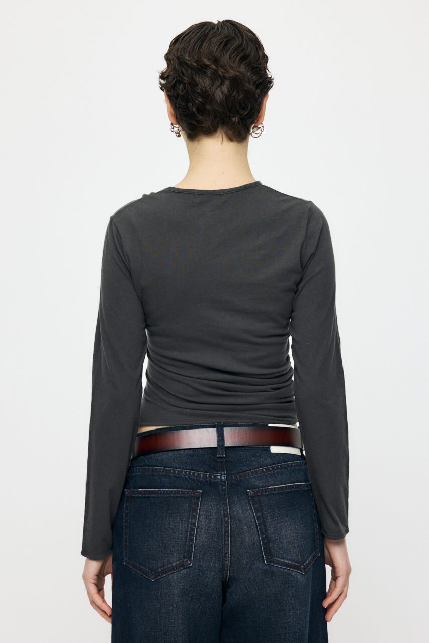 MOUSSY「FRONT GATHER DOCKING L/S トップス」|Tシャツ・カットソー|