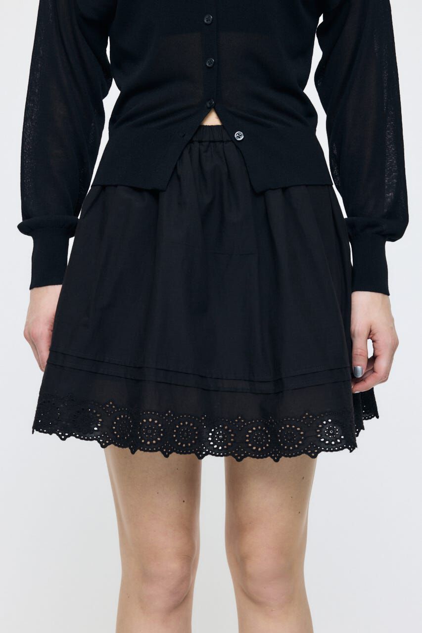 MOUSSY「EYELET HEM FLARE MINI スカート」|スカート|BLK