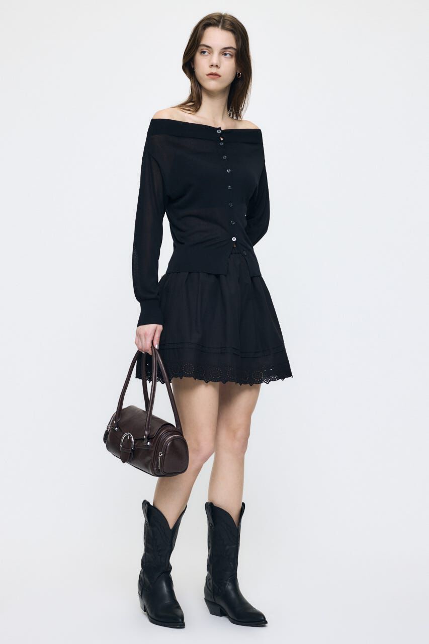 MOUSSY「EYELET HEM FLARE MINI スカート」|スカート|