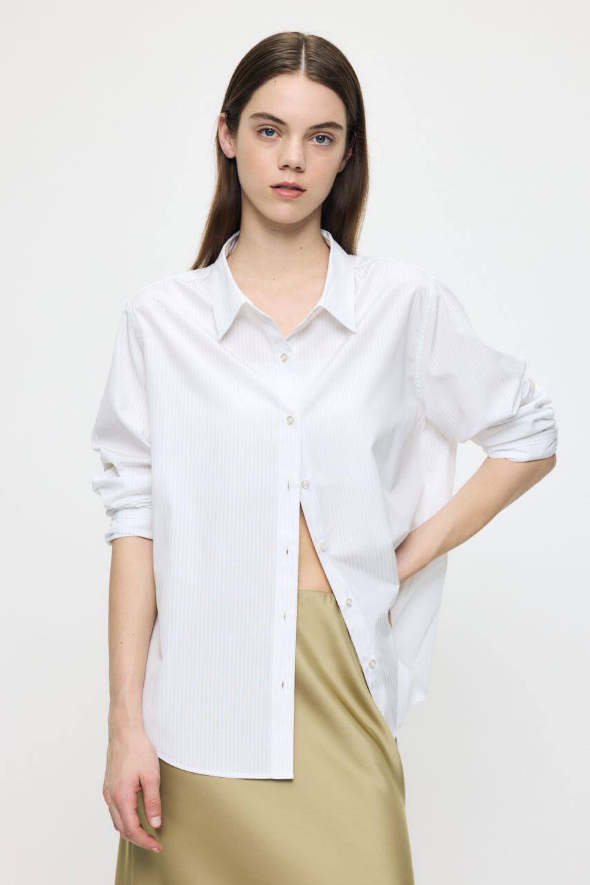 MOUSSY「STRIPE OVER シャツ」|シャツ・ブラウス|WHT