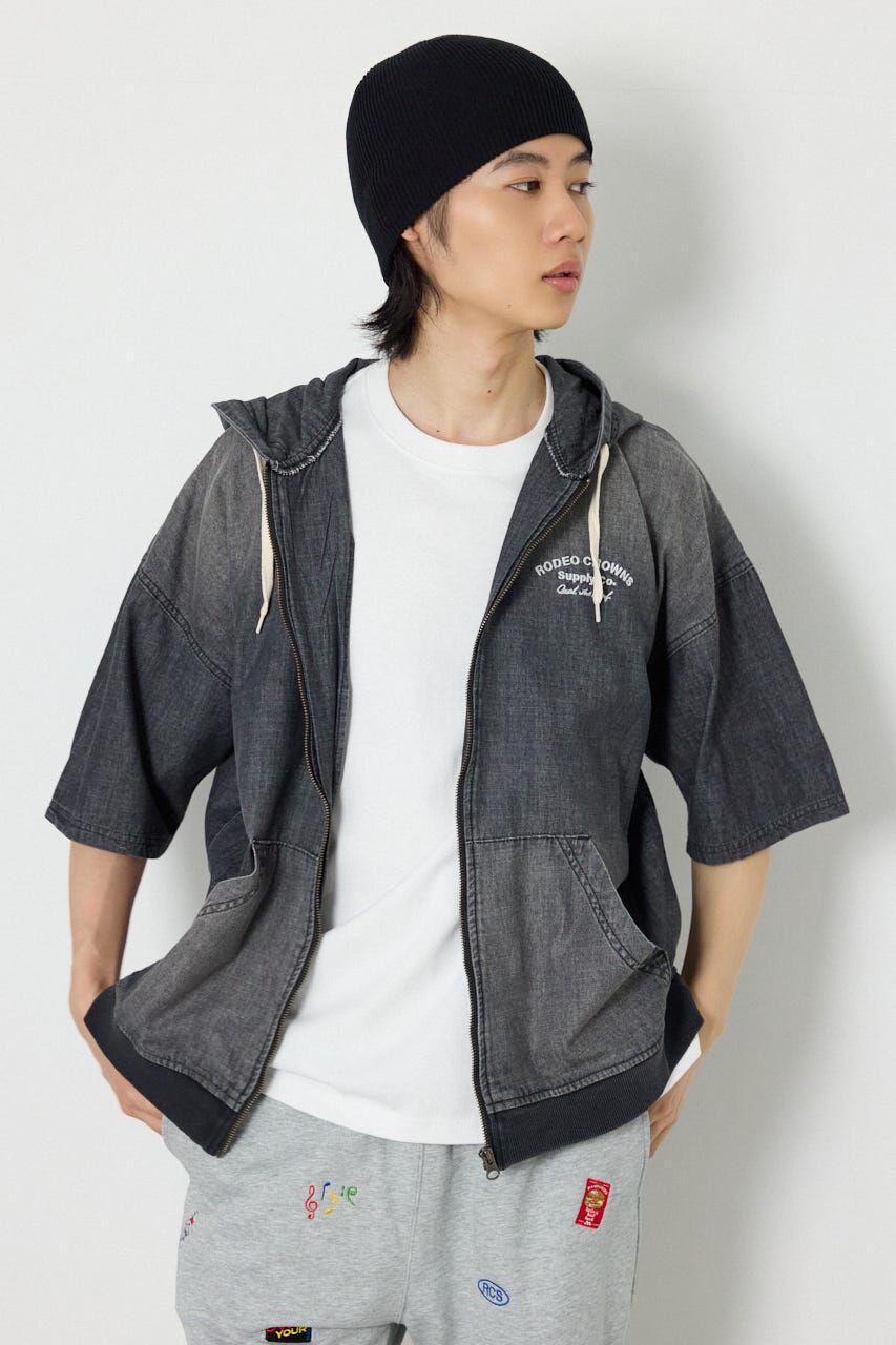 RODEO CROWNS「シャンブレーハーフスリーブZIPパーカー」|Tシャツ・カットソー|