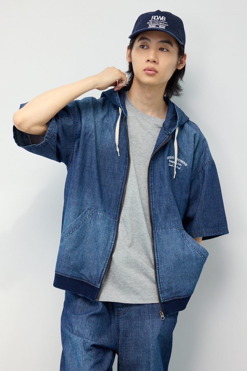 RODEO CROWNS「シャンブレーハーフスリーブZIPパーカー」|Tシャツ・カットソー|