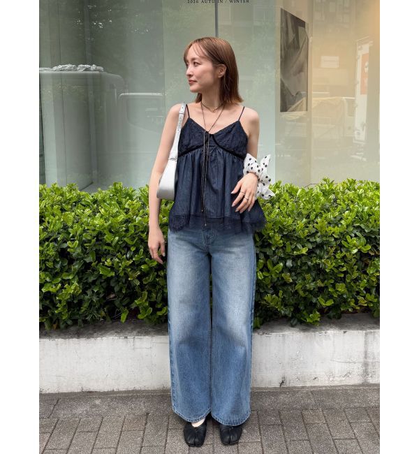 LAGUNAMOON「ベルトセミワイドデニムパンツ」|デニム|