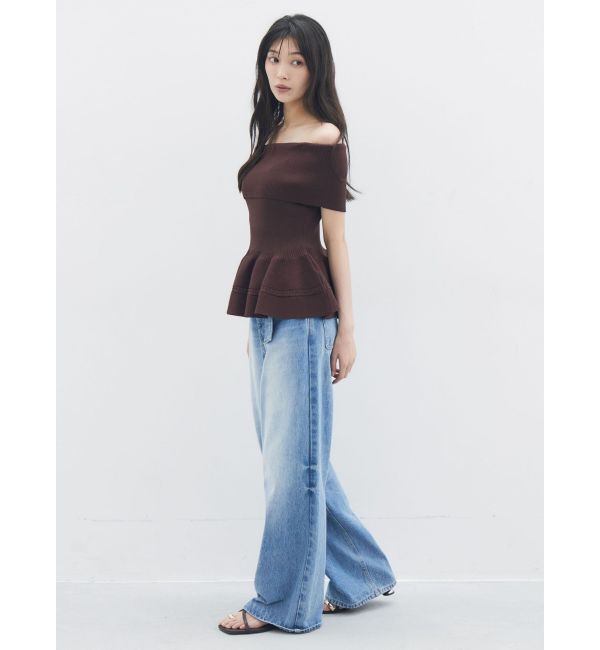 LAGUNAMOON「ベルトセミワイドデニムパンツ」|デニム|