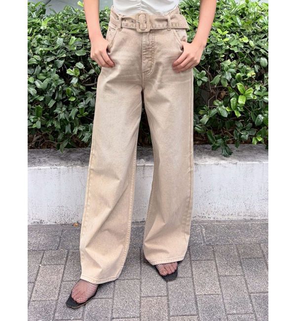 LAGUNAMOON「ベルトセミワイドデニムパンツ」|デニム|