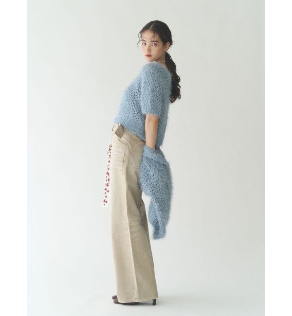 LAGUNAMOON「ベルトセミワイドデニムパンツ」|デニム|
