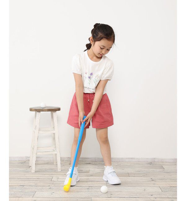 ikka kids「USAコットン パフスリーブプリントTシャツ（120~160cm）」|Tシャツ・カットソー|