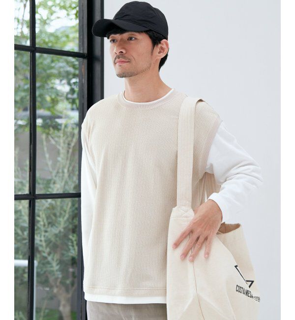 ikka「ビッグワッフルフェイクベストロンT」|Tシャツ・カットソー|