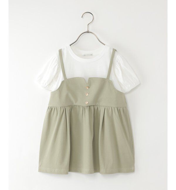 ikka kids「ニットデニムキャミドッキングプルオーバー（120~160cm）」|Tシャツ・カットソー|ライトグリーン