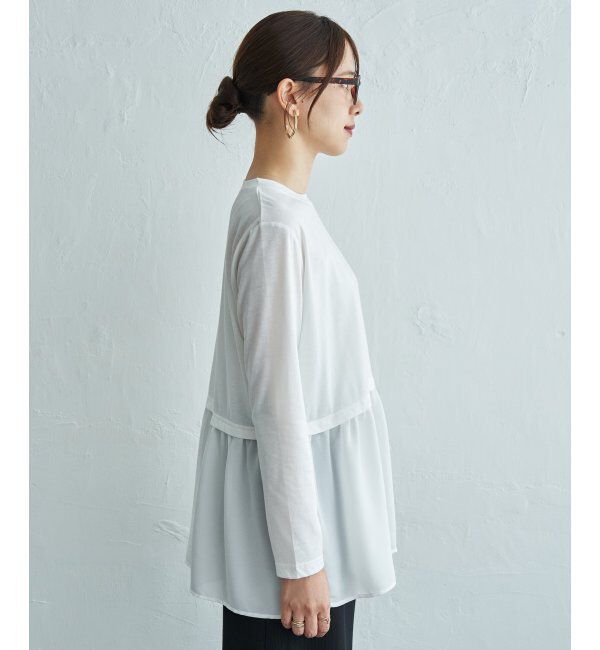 ikka「裾異素材切り替えロンT」|Tシャツ・カットソー|